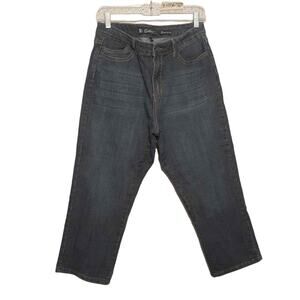 SOLO WORKS womens capri jeans 12x23 blue mid rise stretch denim